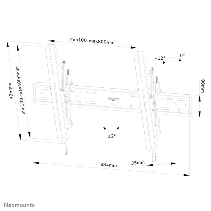 Neomounts WL35S-850BL18 dönthető fali tartó 43-98 hüvelykes képernyőkhöz - Fekete