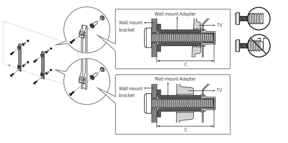 P-Ring adapter készlet Samsung TV-hez – 4x P-Ring – 4x M8x50mm csavar + 12 gyűrű – TV konzol szereléséhez