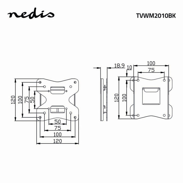 Fix TV fali konzol | 10 - 26" | Max. 35 kg | 18 mm fal távolság