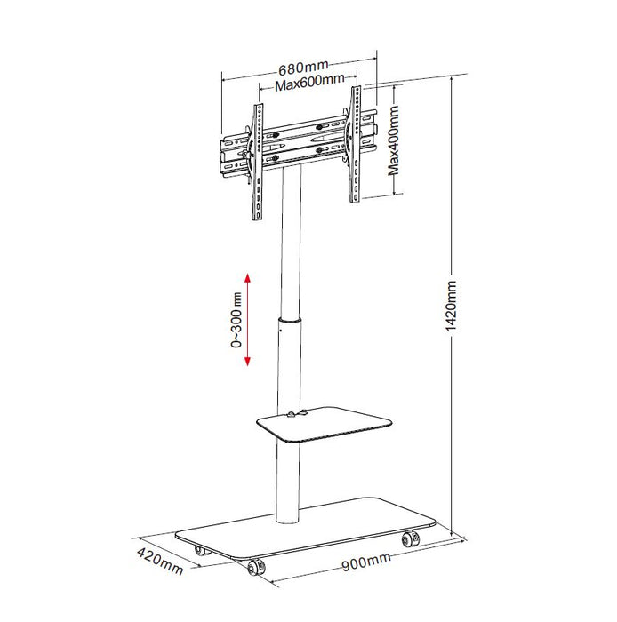 Wolff Mount TV állítható magasságú állvány 30 cm | Univerzális | VESA 600x400  