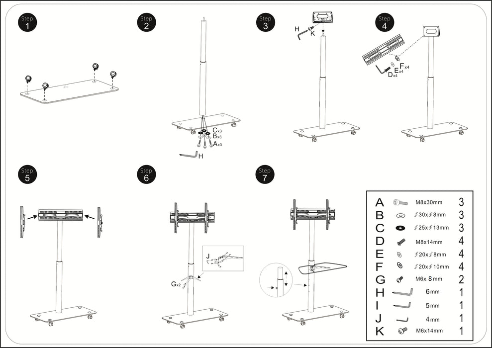 Wolff Mount TV állítható magasságú állvány 30 cm | Univerzális | VESA 600x400  