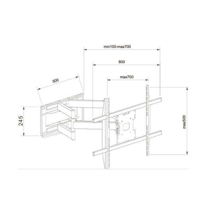 Wolff Mount Heavy Duty TV fali konzol 47-75 hüvelyk | Akár 60 kg teherbírás | VESA 800x500