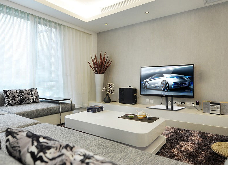 Wolff Mount zárható TV talp | Akár 65 hüvelyk | Univerzális | VESA 600x400 | Fekete masszív üveglap