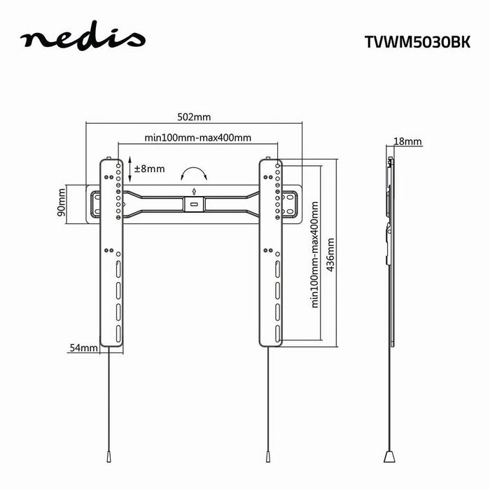 Fix TV fali konzol | 32 - 55" | Max. 35 kg | 18 mm fal távolság