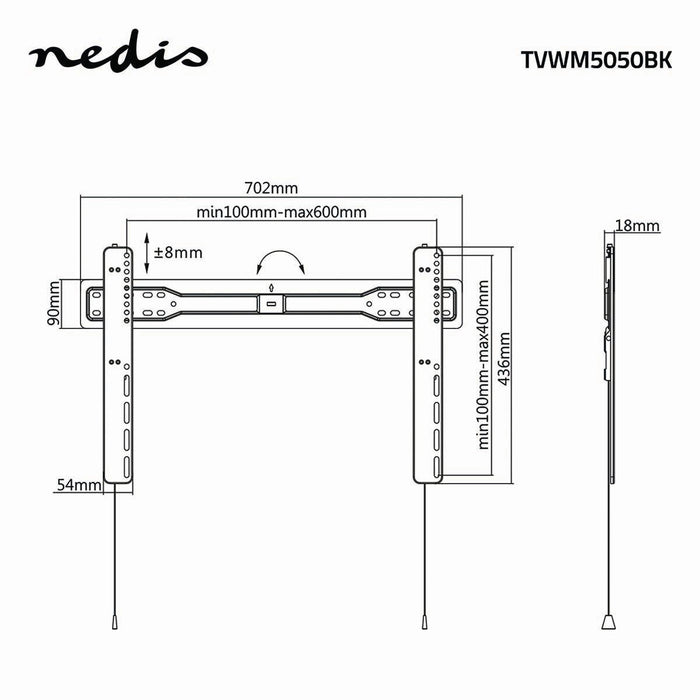 Fix TV fali konzol | 37 - 70" | Max. 35 kg | 18 mm fal távolság