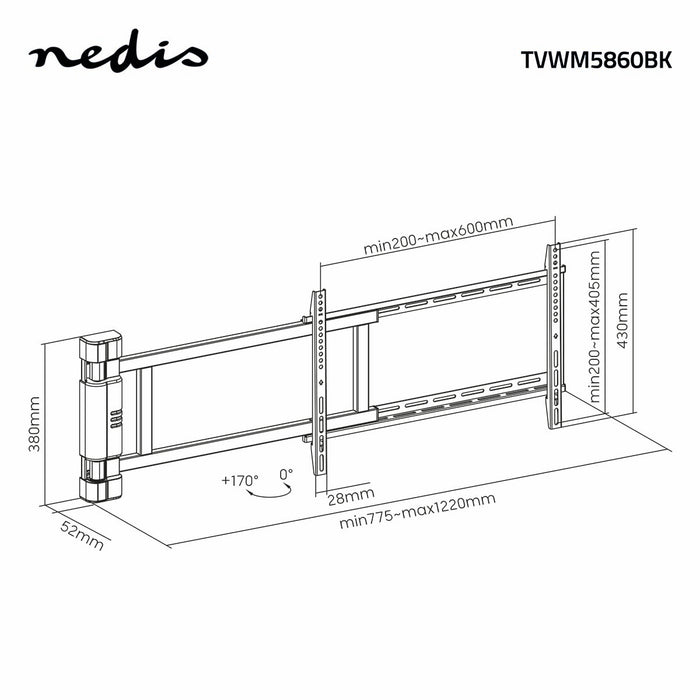 Elektromos TV-fali konzol 32–75" | Max. 40 kg | 90°-os elfordulási szög | Távirányító