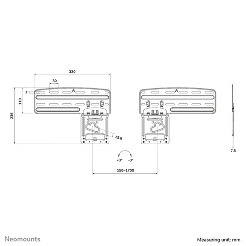 Neomounts WL30-265BL1 Ultra lapos fali konzol Samsung TV-khez, 43-85