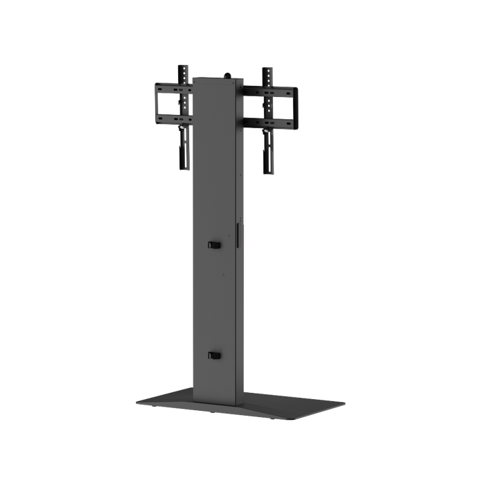 Wolff Mount – Szabadon álló prémium TV padlóállvány FreeLift™ technológiával – Egyujjas magasságállítás – Akár 86 hüvelykes TV-khez – Extra nagy masszív talp – Kábelrendezés – Fekete/dió