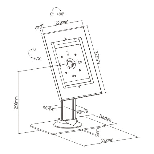 A Wolff Mount TVB-138 Tablet Desk Standaard – lopásgátló kioszk iPad és Samsung táblagépekhez.