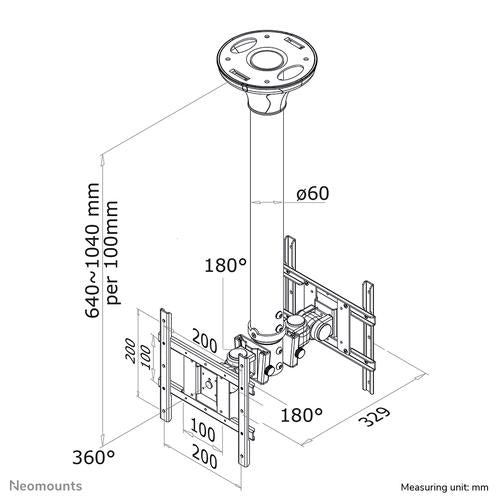 Neomounts FPMA-C200D TV mennyezeti konzol
