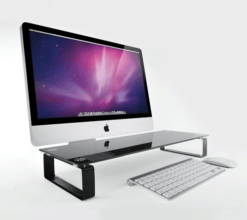 Wolff Mount monitor emelő fekete edzett üveg | Magasság 8 cm