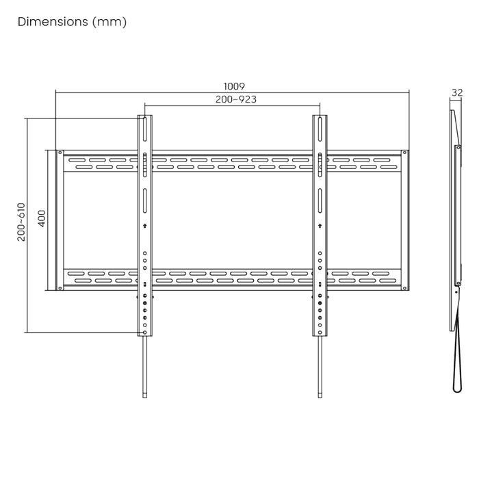 Wolff Mount Extrém TV fali konzol 75 - 100 hüvelyk | 100 KG-ig | Márkafüggetlen | VESA 900x600