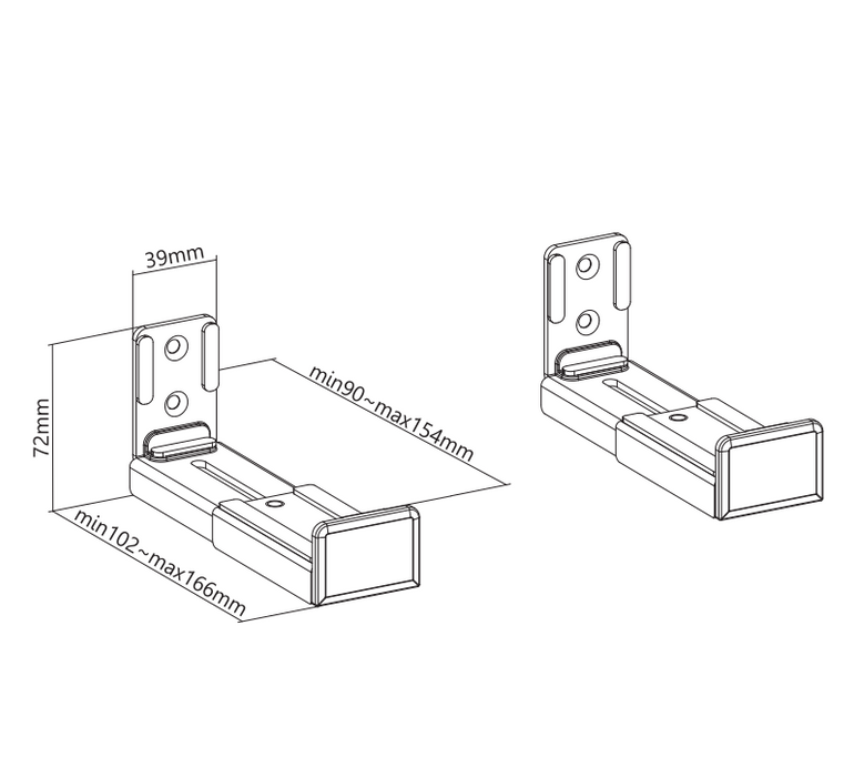 Wolff Mount univerzális soundbar tartók |Fali rögzítés |Állítható